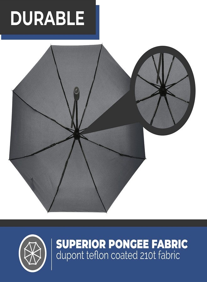 Fenzer Windproof"TEFLON" Coated Travel Umbrella - Auto Open/Close - Travel Stylish Lightweight Design for Women/Men (Dark Grey) - Image 4